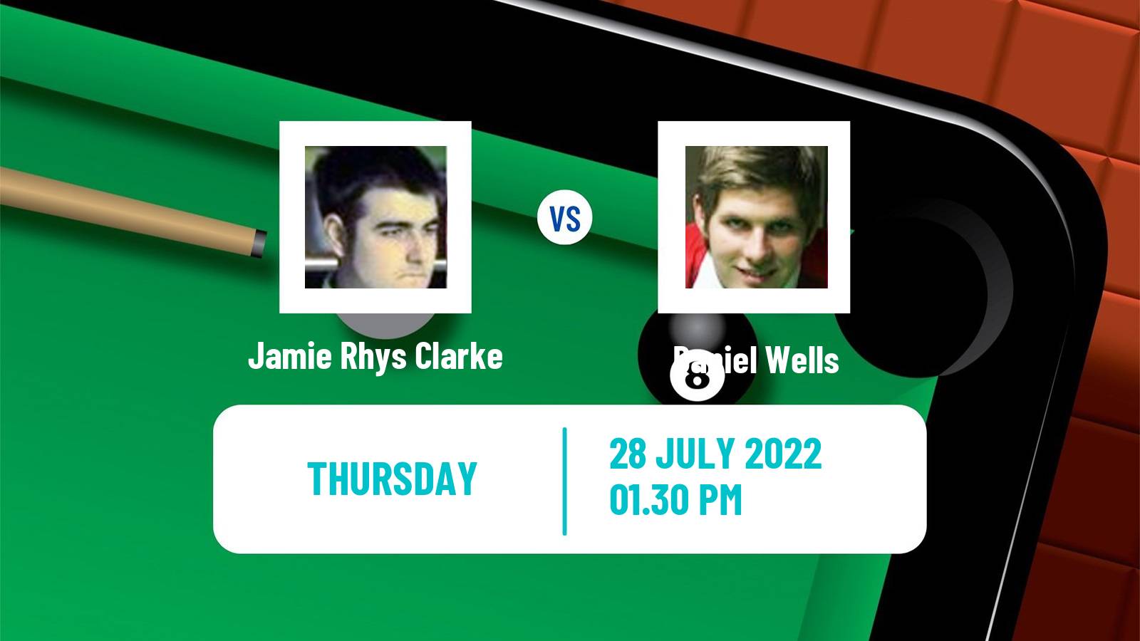 Snooker Snooker Jamie Rhys Clarke - Daniel Wells