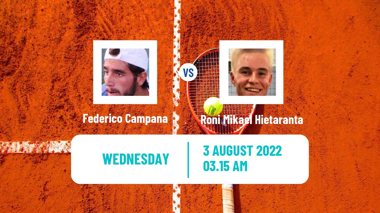 Tennis ITF Tournaments Federico Campana - Roni Mikael Hietaranta