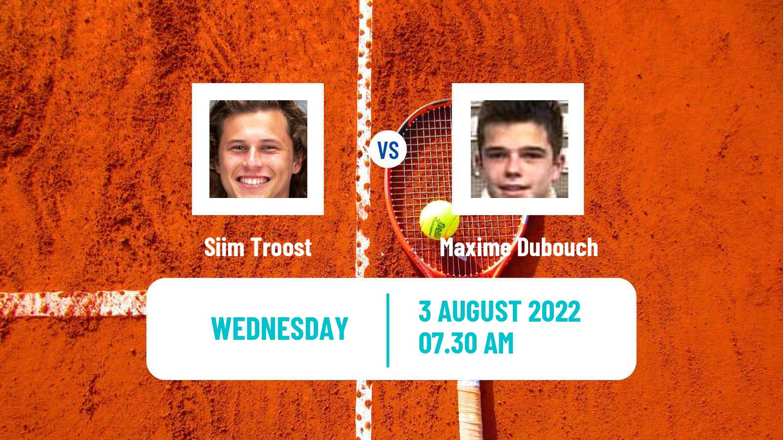 Tennis ITF Tournaments Siim Troost - Maxime Dubouch