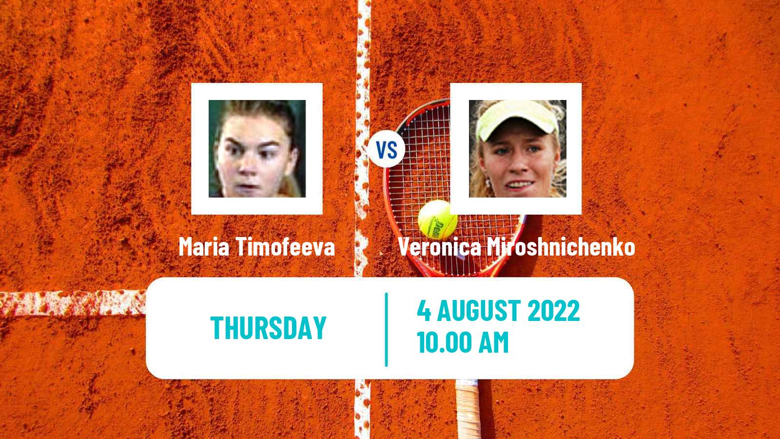 Tennis ITF Tournaments Maria Timofeeva - Veronica Miroshnichenko