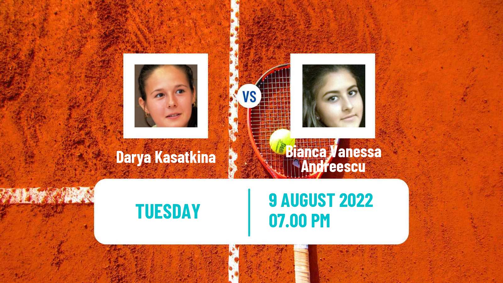 Tennis WTA Toronto Darya Kasatkina - Bianca Vanessa Andreescu