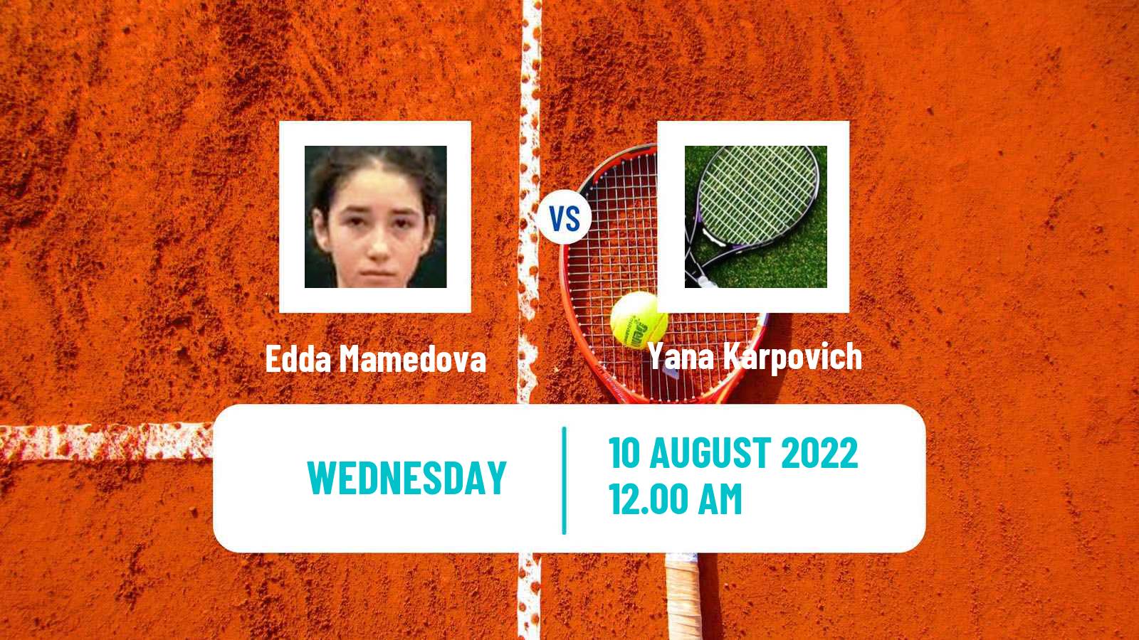 Tennis ITF Tournaments Edda Mamedova - Yana Karpovich