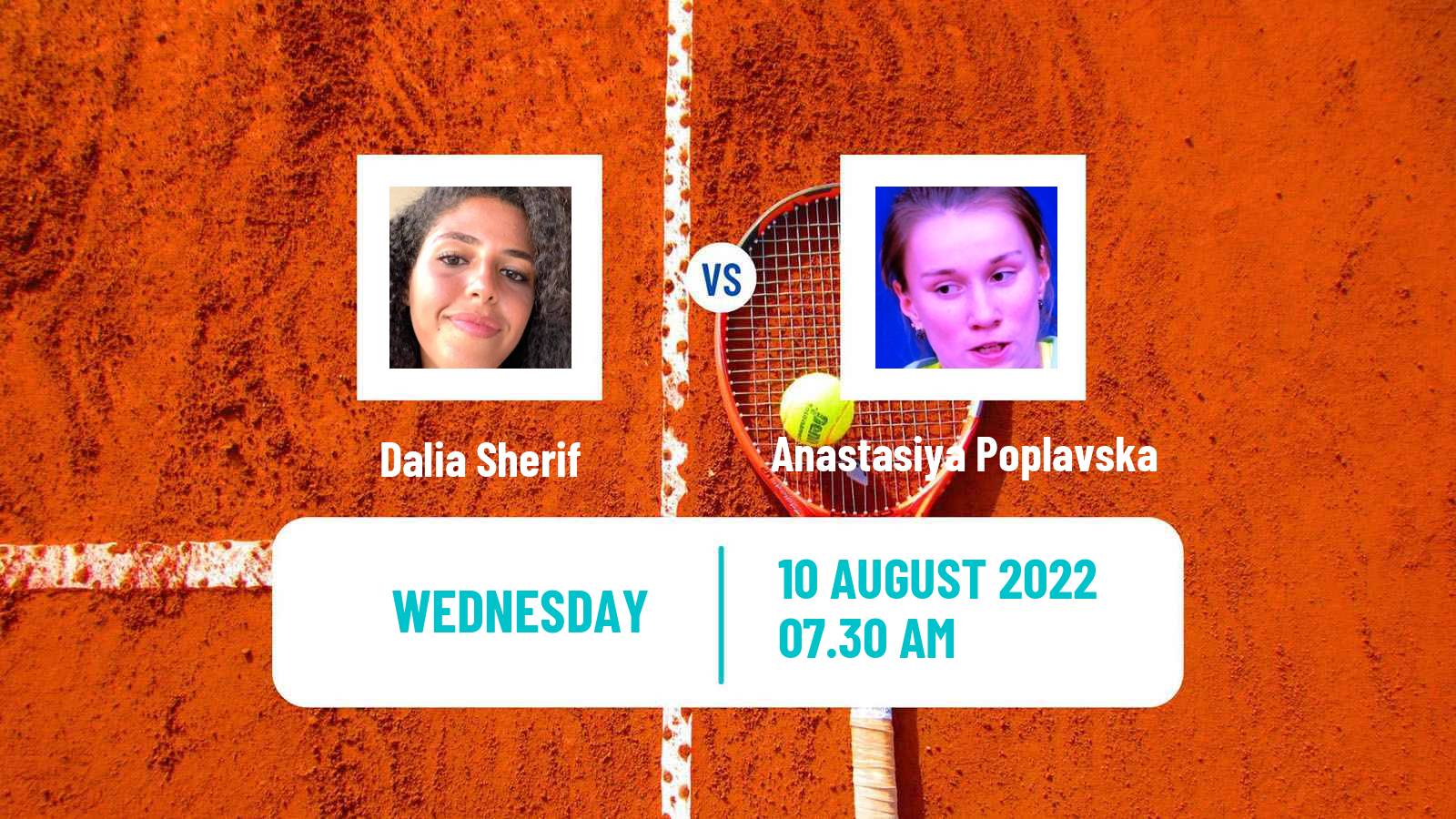 Tennis ITF Tournaments Dalia Sherif - Anastasiya Poplavska