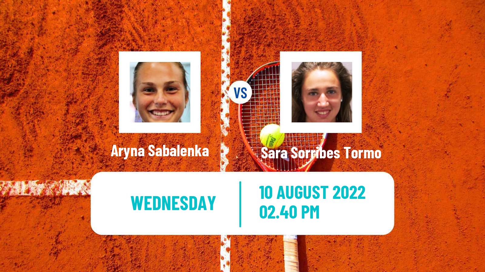 Tennis WTA Toronto Aryna Sabalenka - Sara Sorribes Tormo