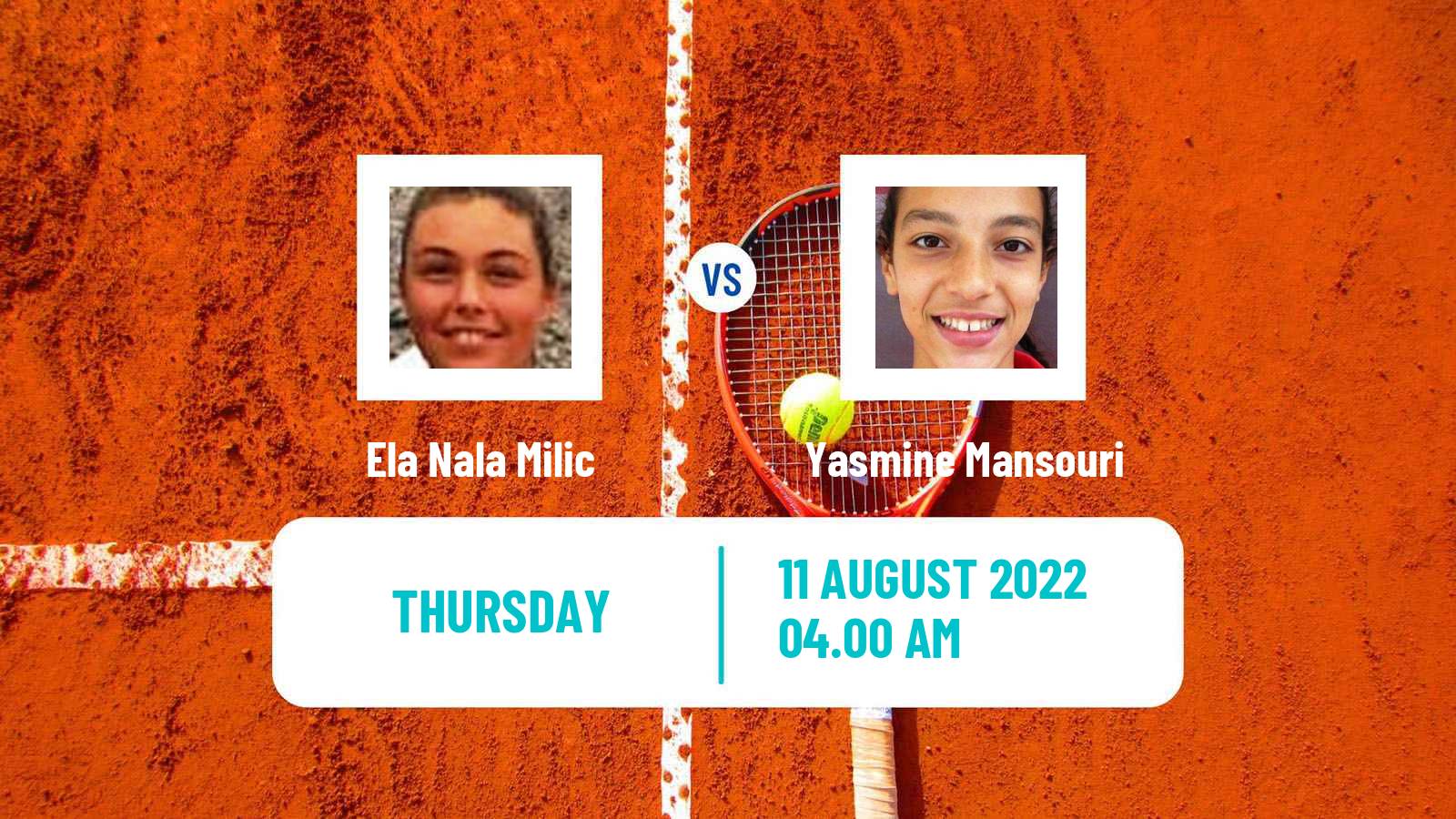 Tennis ITF Tournaments Ela Nala Milic - Yasmine Mansouri