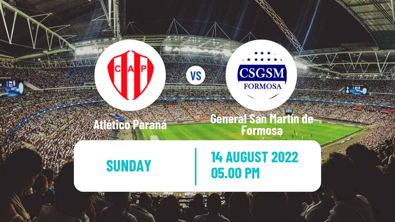 Soccer Argentinian Torneo Federal Atlético Paraná - General San Martín de Formosa