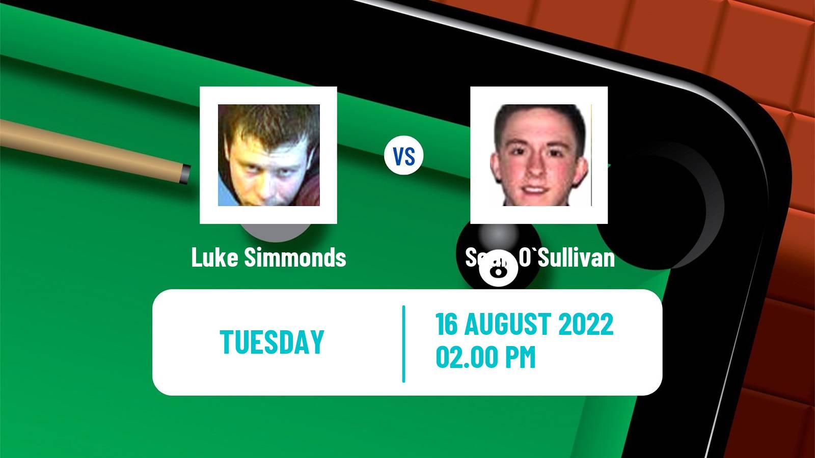 Snooker Snooker Luke Simmonds - Sean O`Sullivan