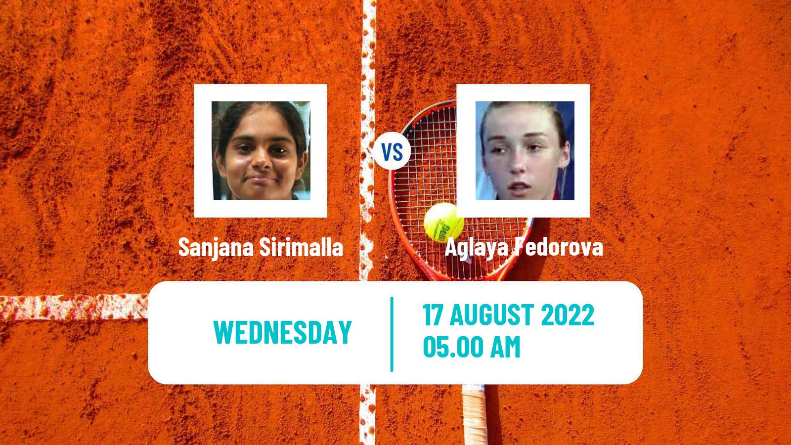 Tennis ITF Tournaments Sanjana Sirimalla - Aglaya Fedorova