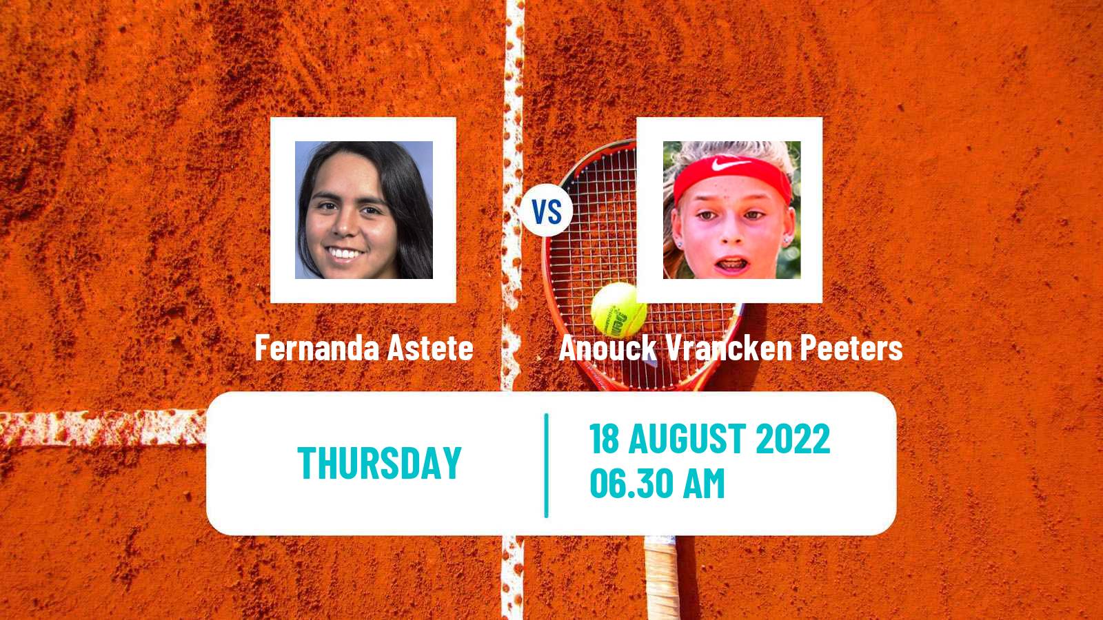 Tennis ITF Tournaments Fernanda Astete - Anouck Vrancken Peeters