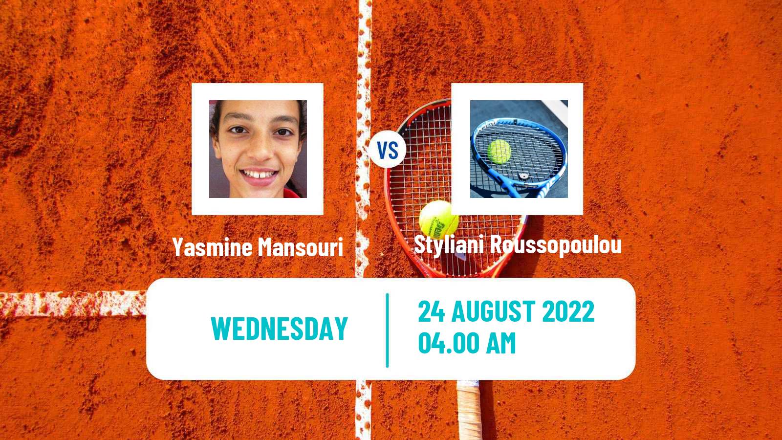 Tennis ITF Tournaments Yasmine Mansouri - Styliani Roussopoulou