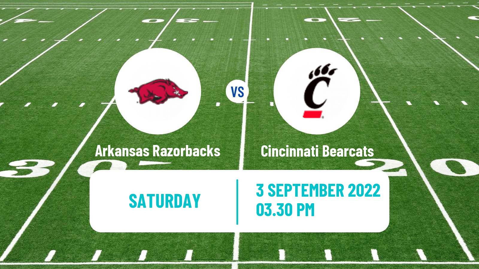 American football NCAA College Football Arkansas Razorbacks - Cincinnati Bearcats