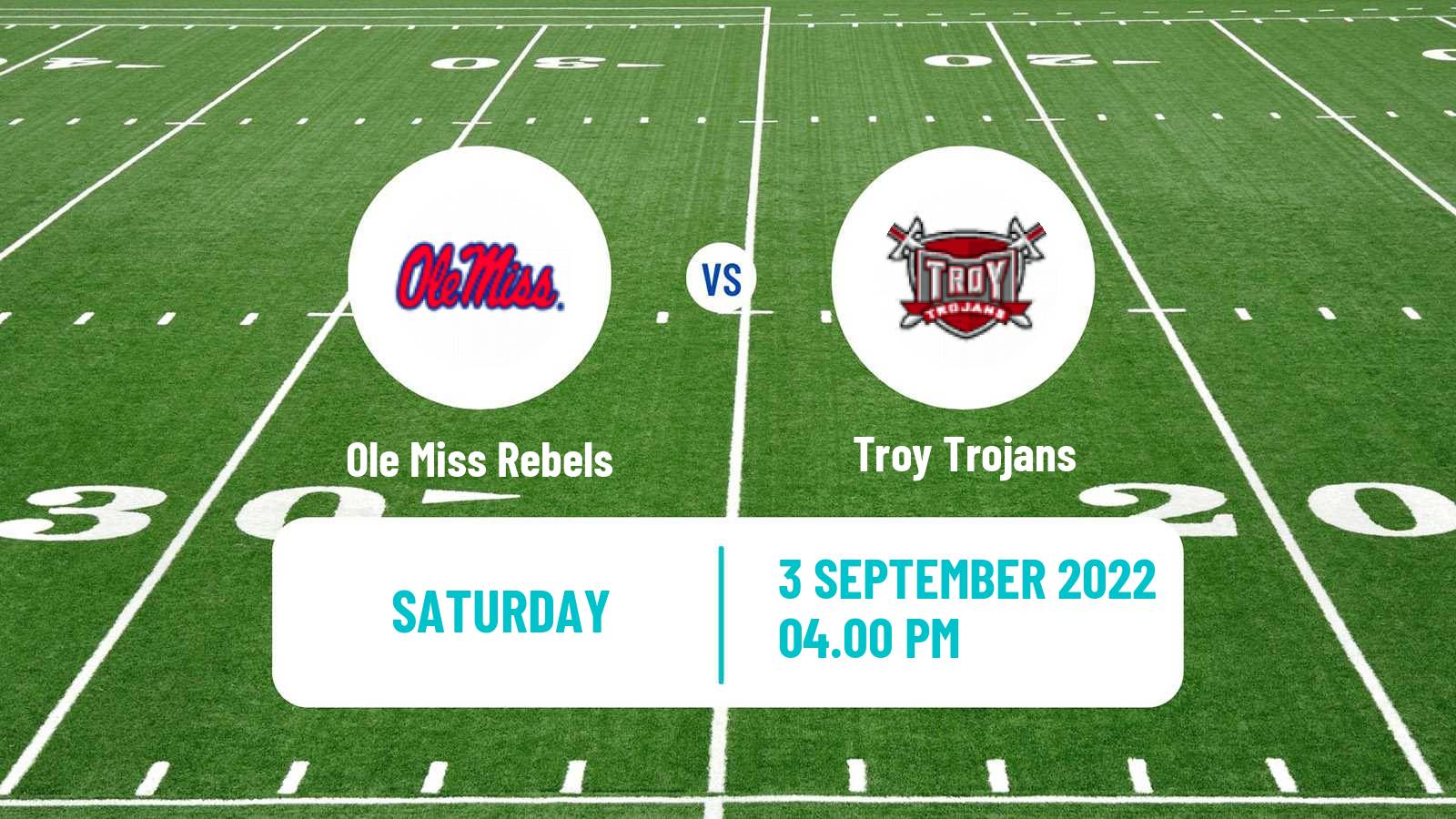 American football NCAA College Football Ole Miss Rebels - Troy Trojans
