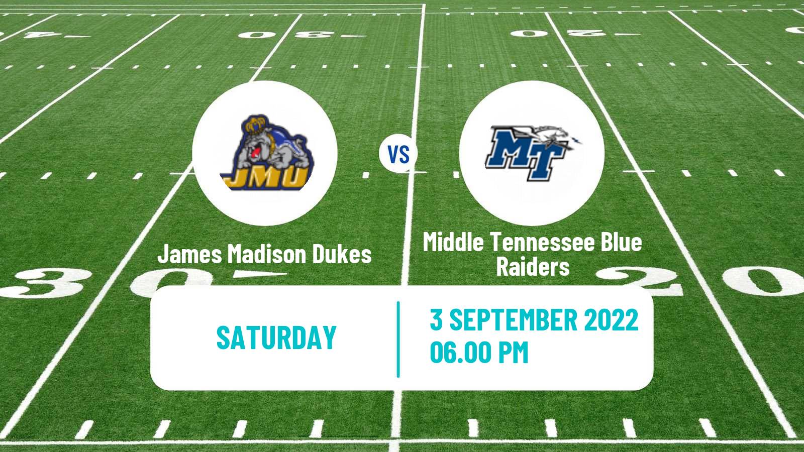 American football NCAA College Football James Madison Dukes - Middle Tennessee Blue Raiders