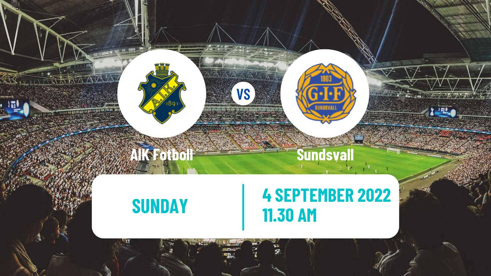 Soccer Swedish Allsvenskan AIK - Sundsvall