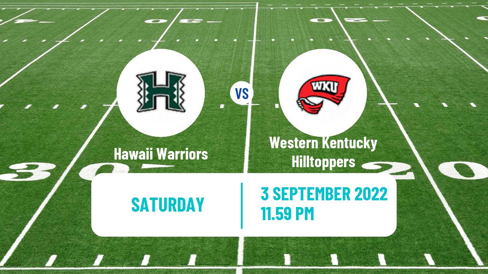 American football NCAA College Football Hawaii Warriors - Western Kentucky Hilltoppers