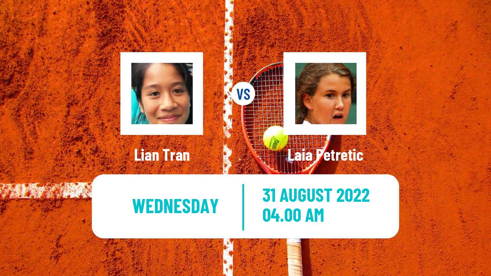 Tennis ITF Tournaments Lian Tran - Laia Petretic