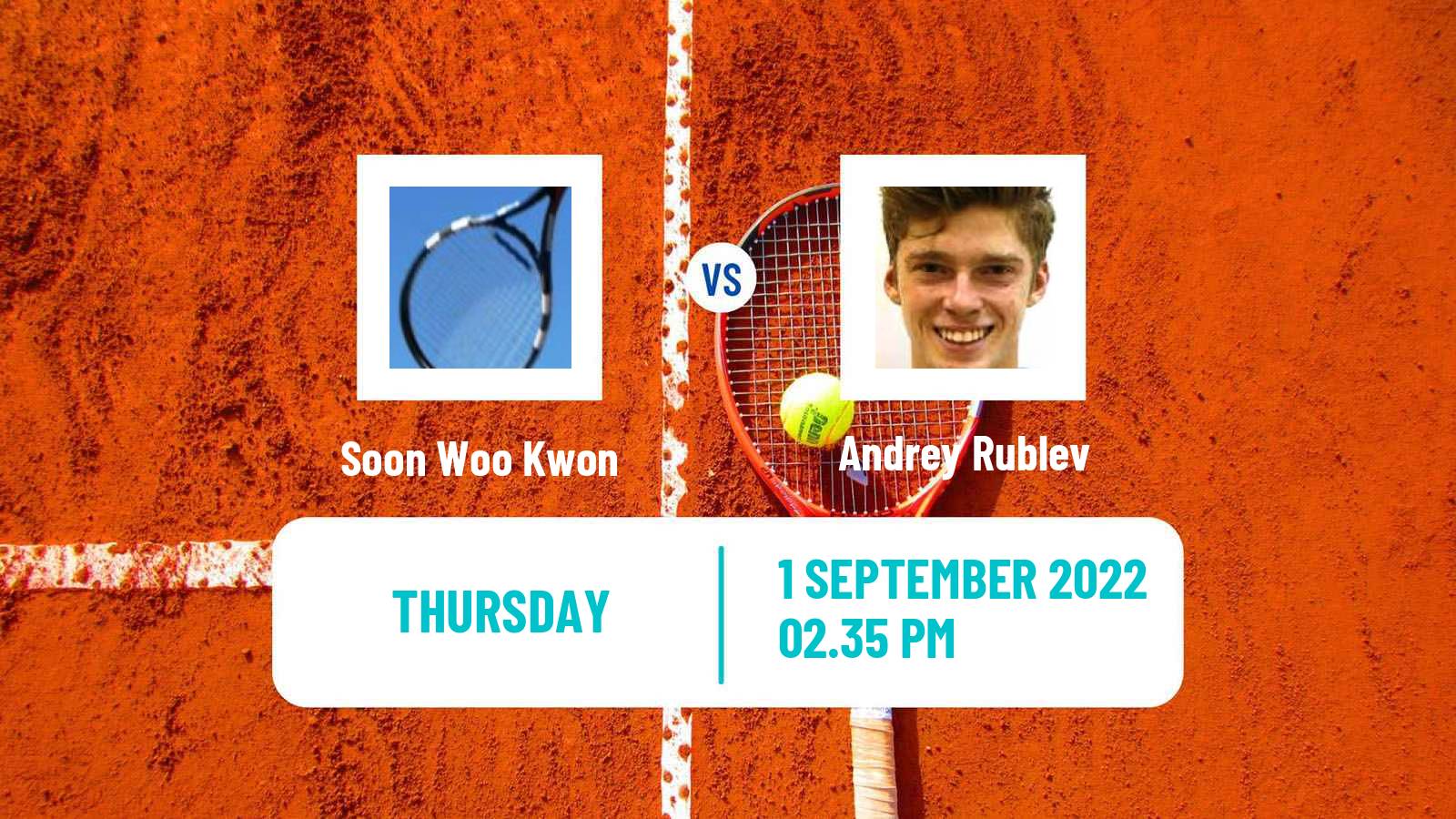 Tennis ATP US Open Soon Woo Kwon - Andrey Rublev