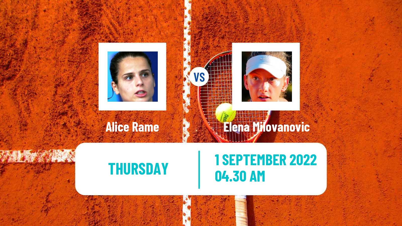 Tennis ITF Tournaments Alice Rame - Elena Milovanovic