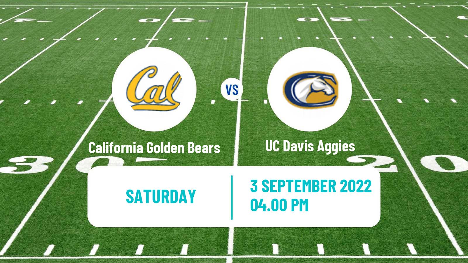 American football NCAA College Football California Golden Bears - UC Davis Aggies