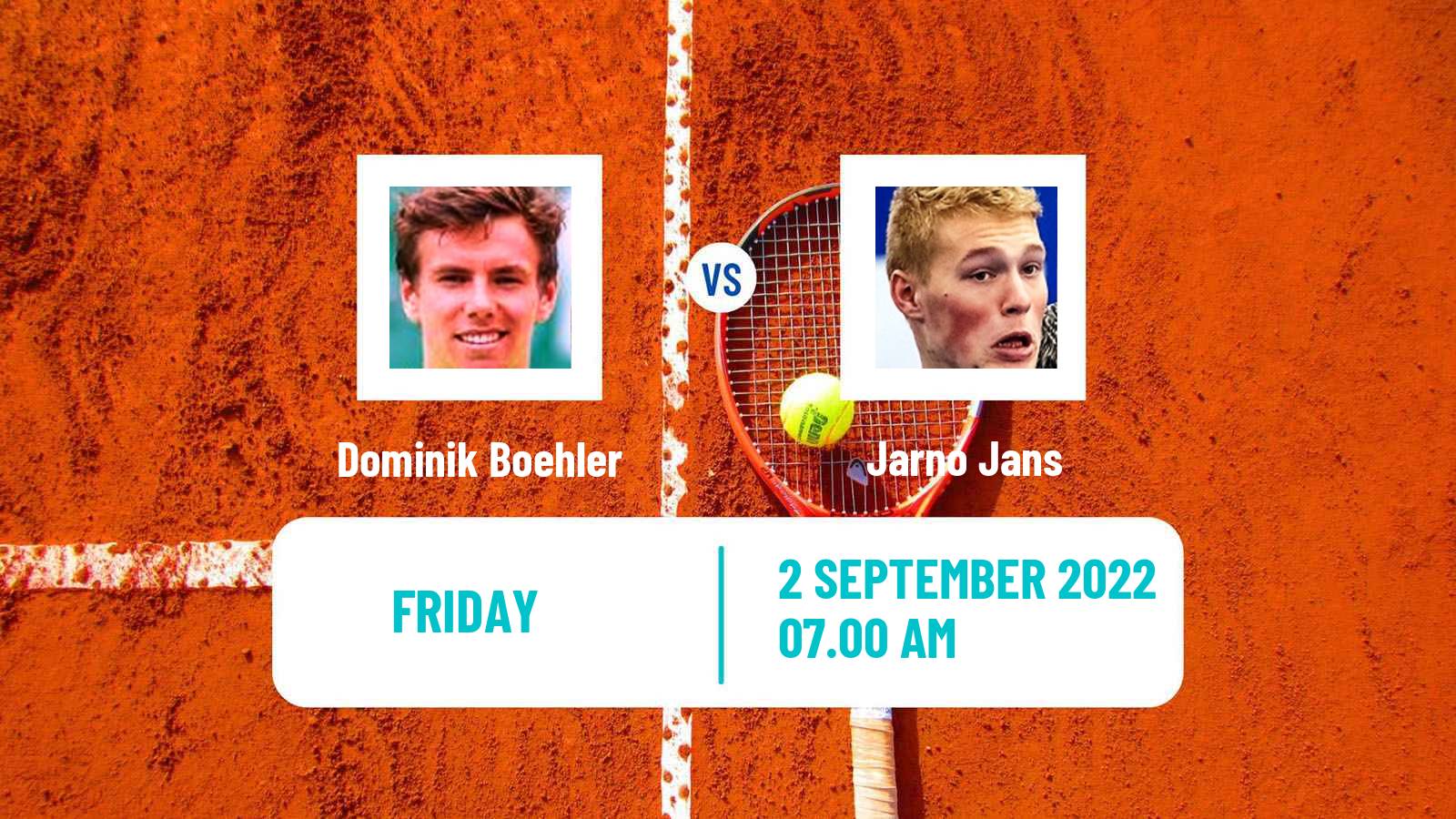 Tennis ITF Tournaments Dominik Boehler - Jarno Jans