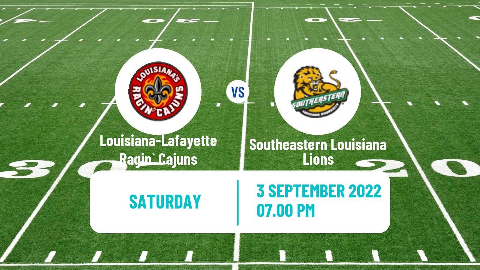American football NCAA College Football Louisiana-Lafayette Ragin` Cajuns - Southeastern Louisiana Lions