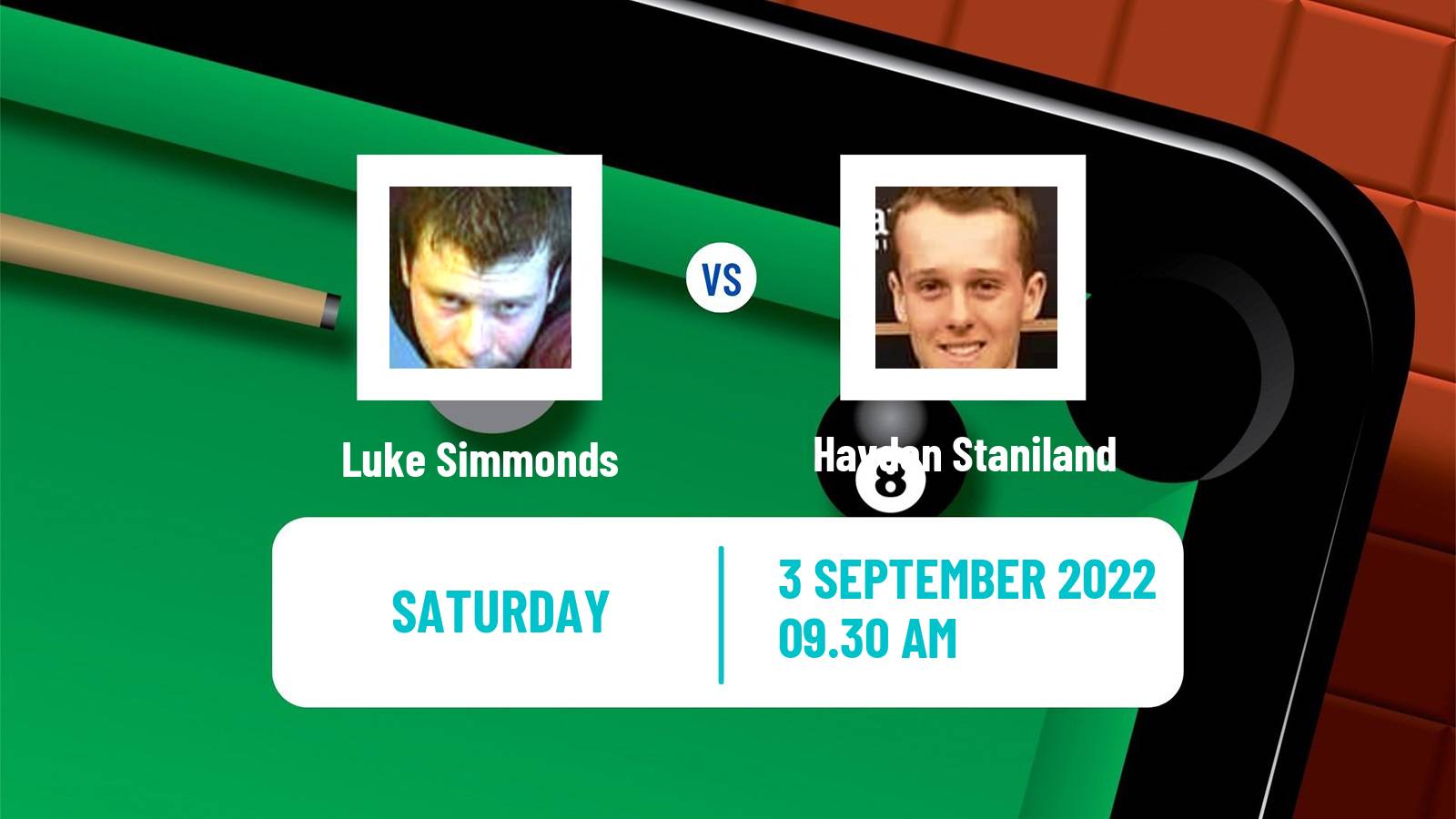 Snooker Snooker Luke Simmonds - Hayden Staniland