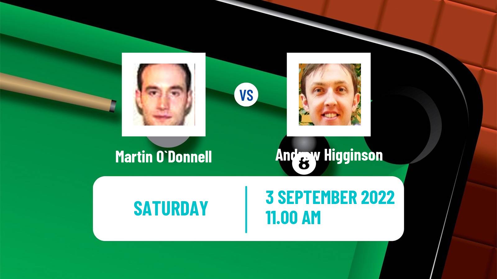 Snooker Snooker Martin O`Donnell - Andrew Higginson