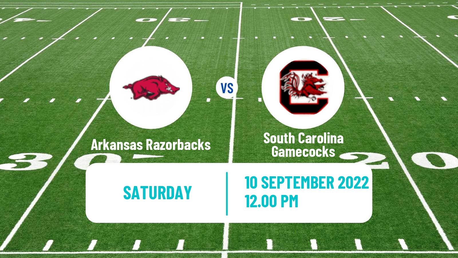 American football NCAA College Football Arkansas Razorbacks - South Carolina Gamecocks