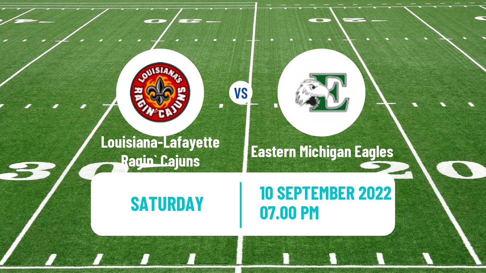 American football NCAA College Football Louisiana-Lafayette Ragin` Cajuns - Eastern Michigan Eagles