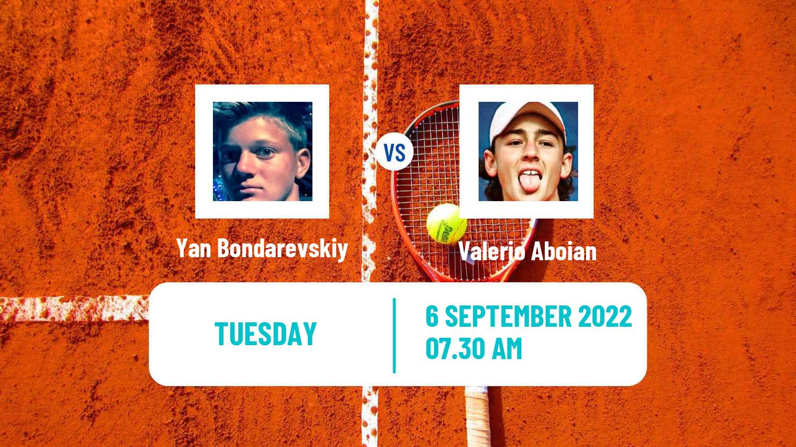 Tennis ITF Tournaments Yan Bondarevskiy - Valerio Aboian