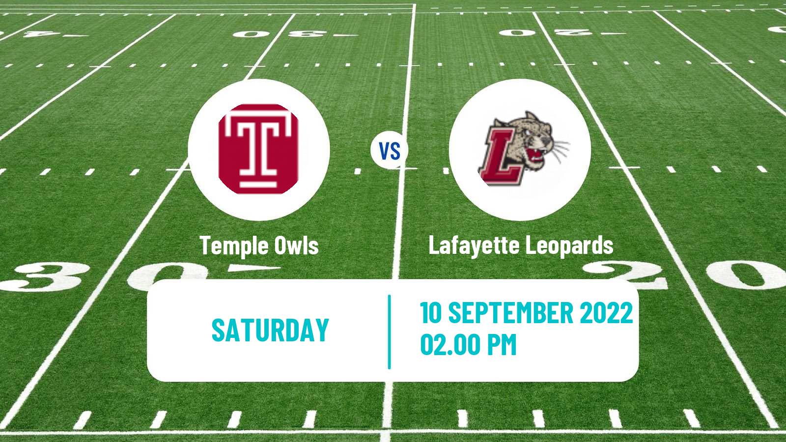 American football NCAA College Football Temple Owls - Lafayette Leopards