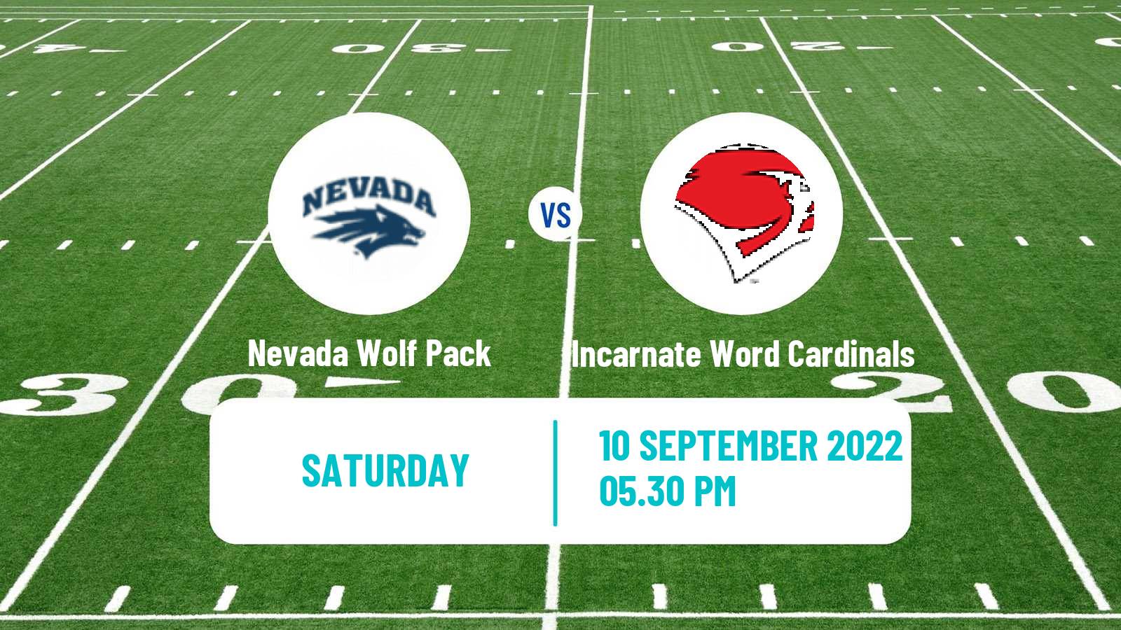 American football NCAA College Football Nevada Wolf Pack - Incarnate Word Cardinals