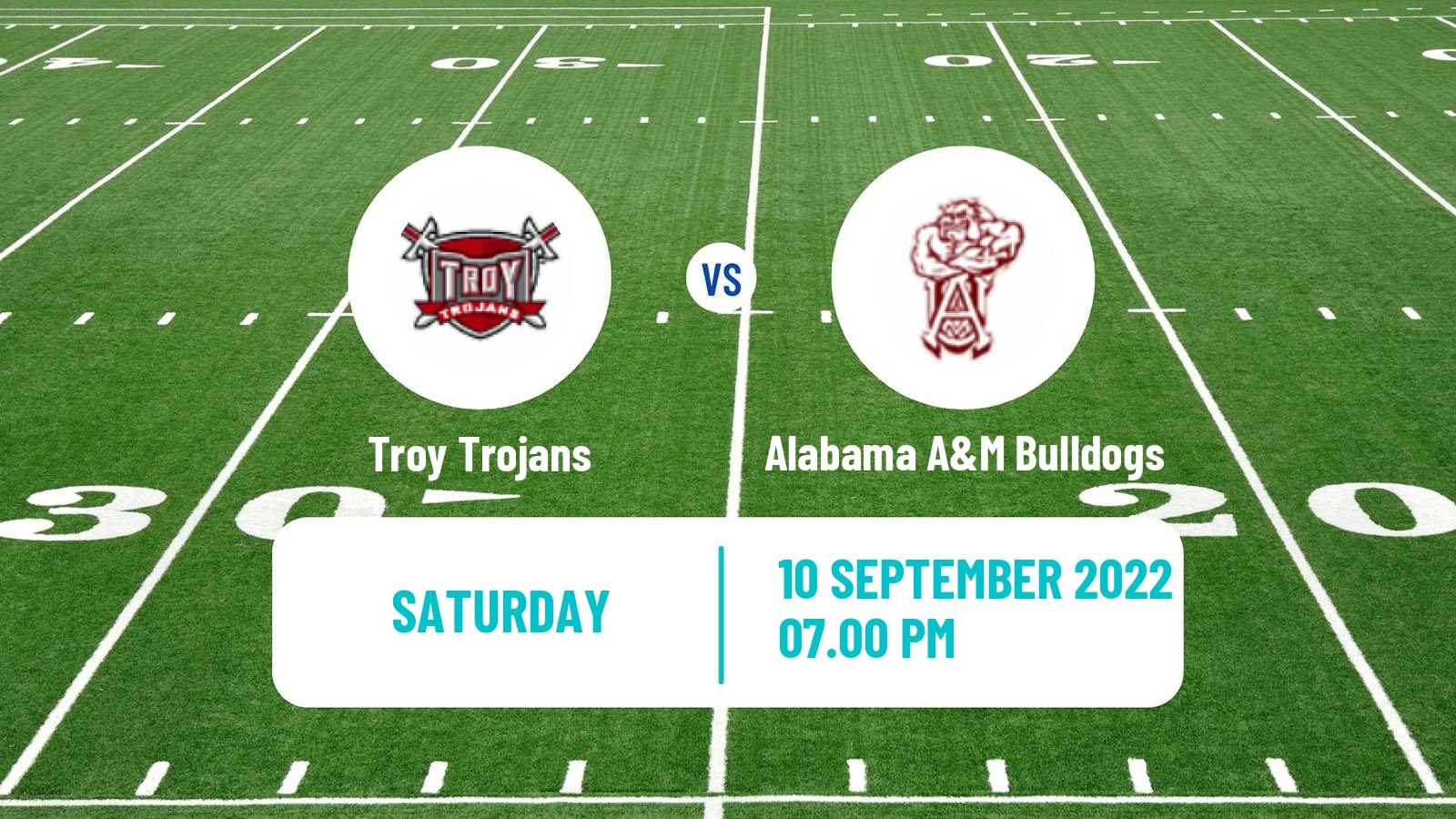 American football NCAA College Football Troy Trojans - Alabama A&M Bulldogs