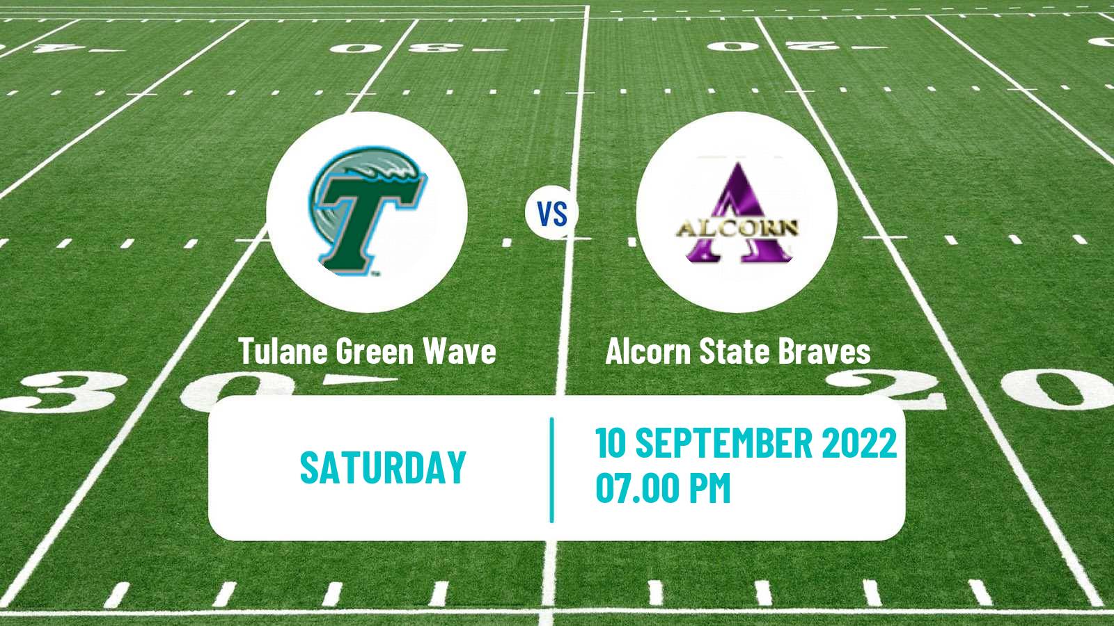 American football NCAA College Football Tulane Green Wave - Alcorn State Braves