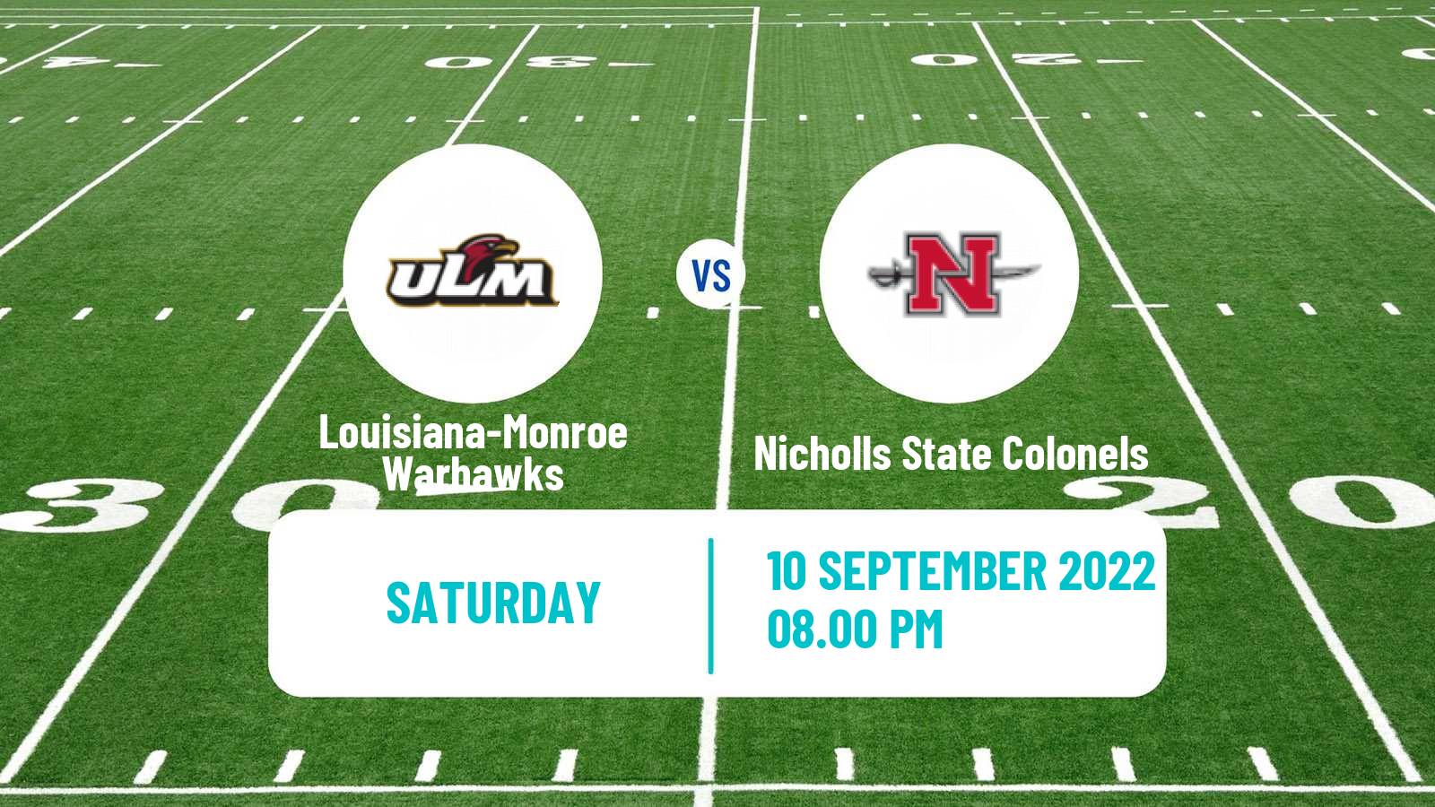 American football NCAA College Football Louisiana-Monroe Warhawks - Nicholls State Colonels