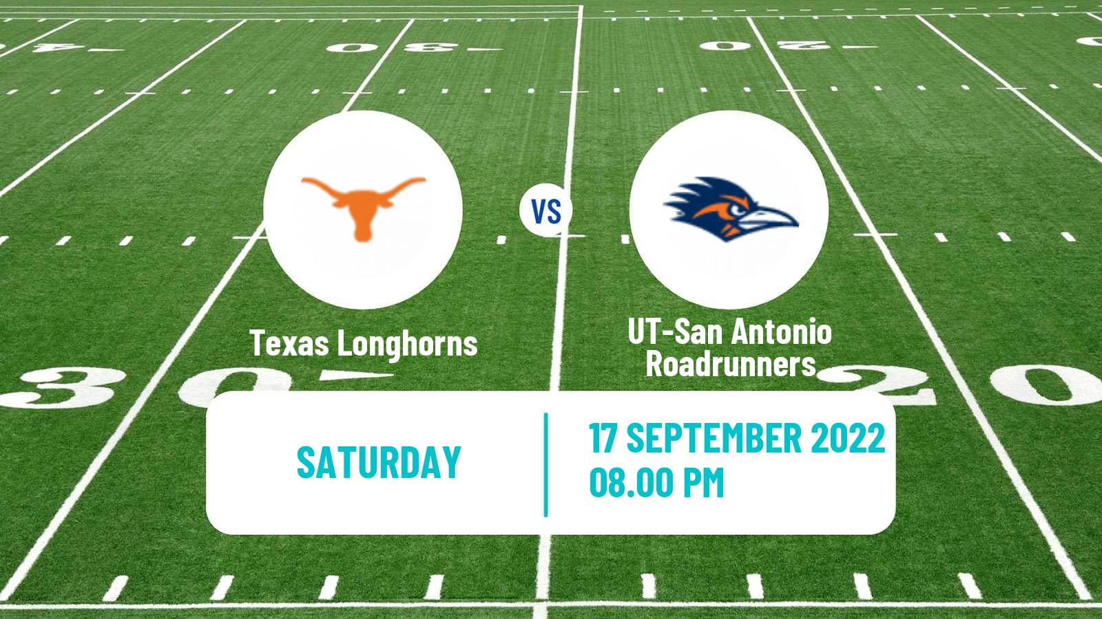 American football NCAA College Football Texas Longhorns - UT-San Antonio Roadrunners