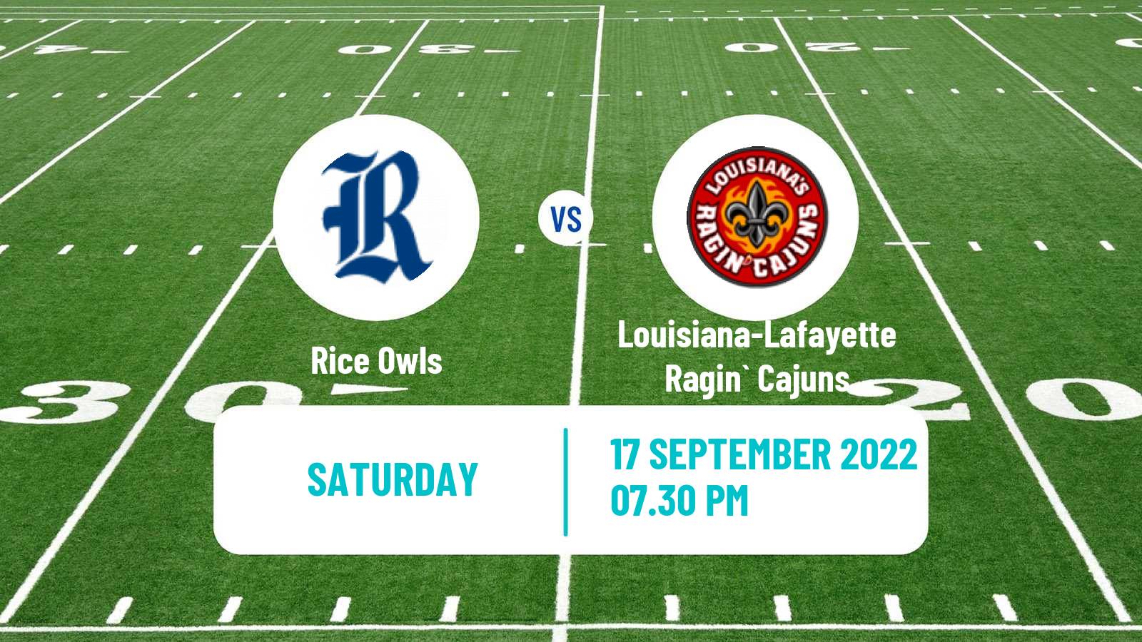 American football NCAA College Football Rice Owls - Louisiana-Lafayette Ragin` Cajuns