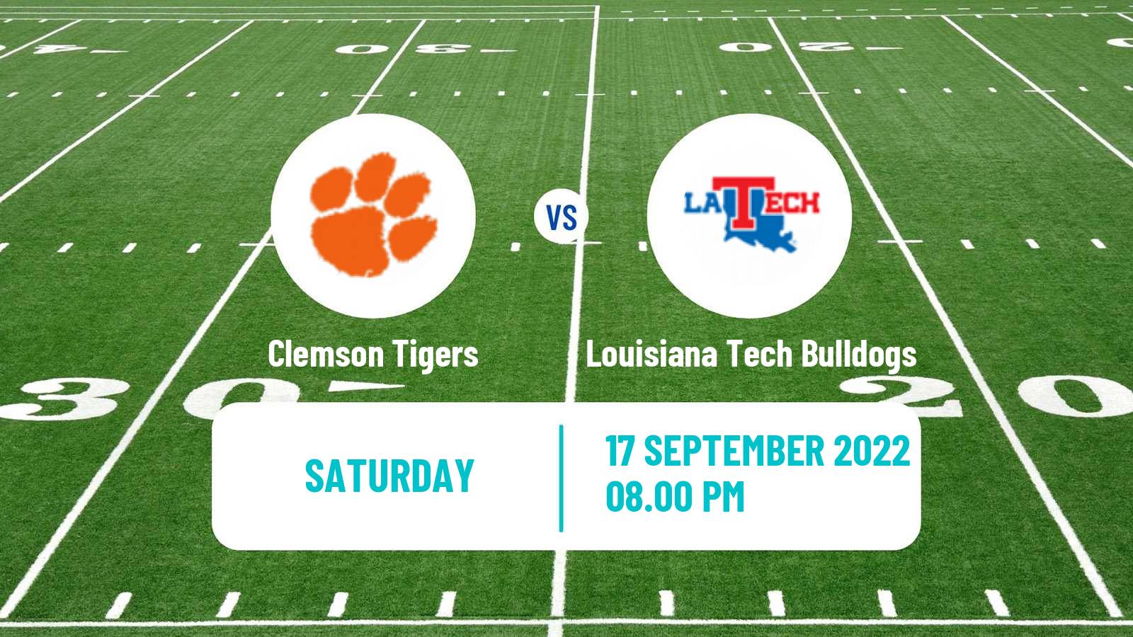 American football NCAA College Football Clemson Tigers - Louisiana Tech Bulldogs