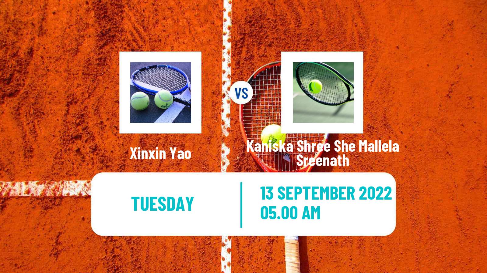 Tennis ITF Tournaments Xinxin Yao - Kaniska Shree She Mallela Sreenath