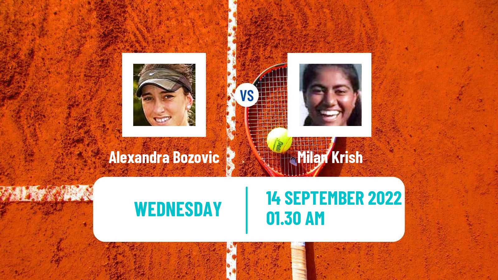 Tennis ITF Tournaments Alexandra Bozovic - Milan Krish