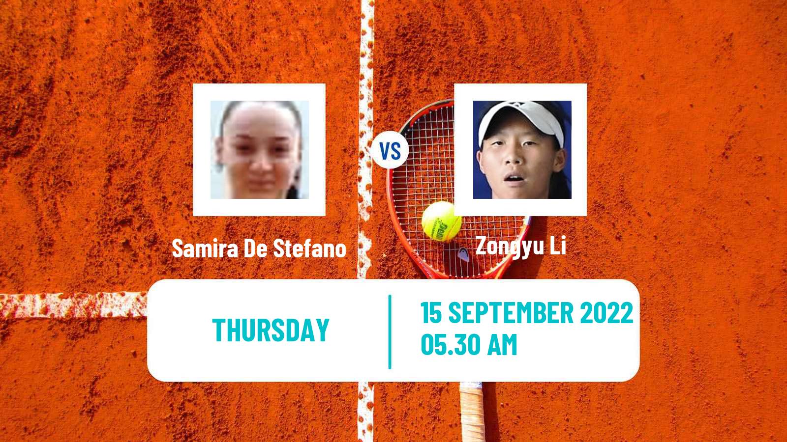 Tennis ITF Tournaments Samira De Stefano - Zongyu Li