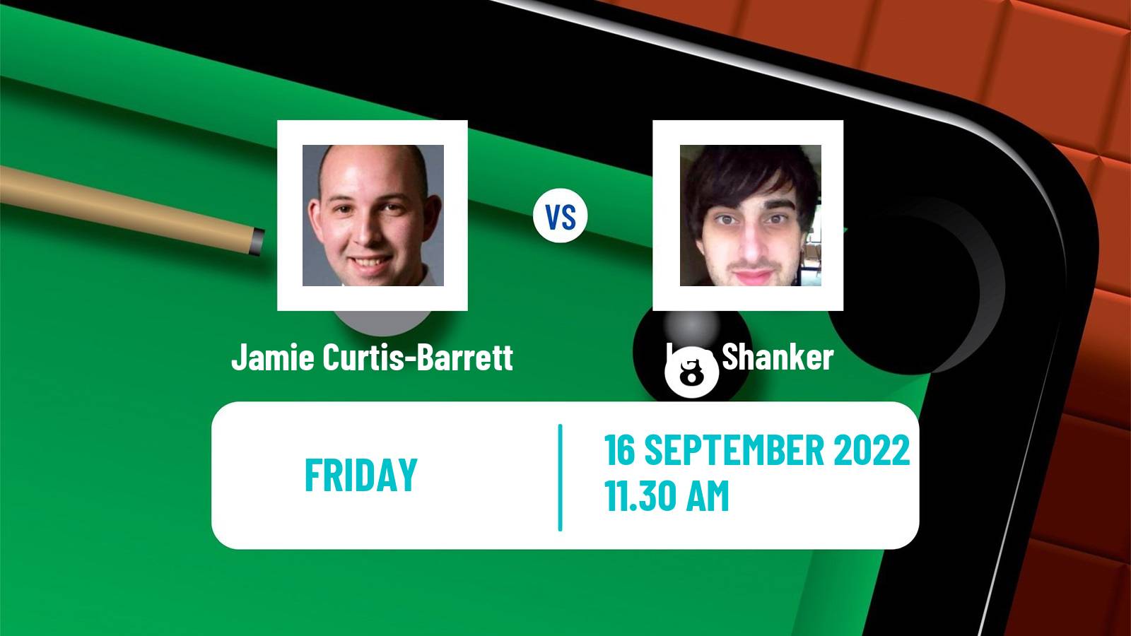 Snooker Snooker Jamie Curtis-Barrett - Lee Shanker