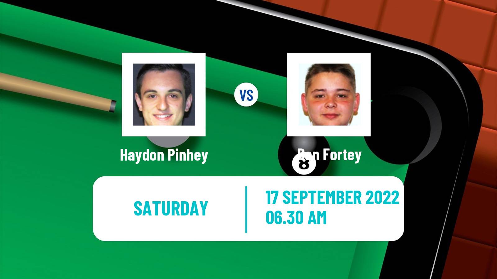 Snooker Snooker Haydon Pinhey - Ben Fortey