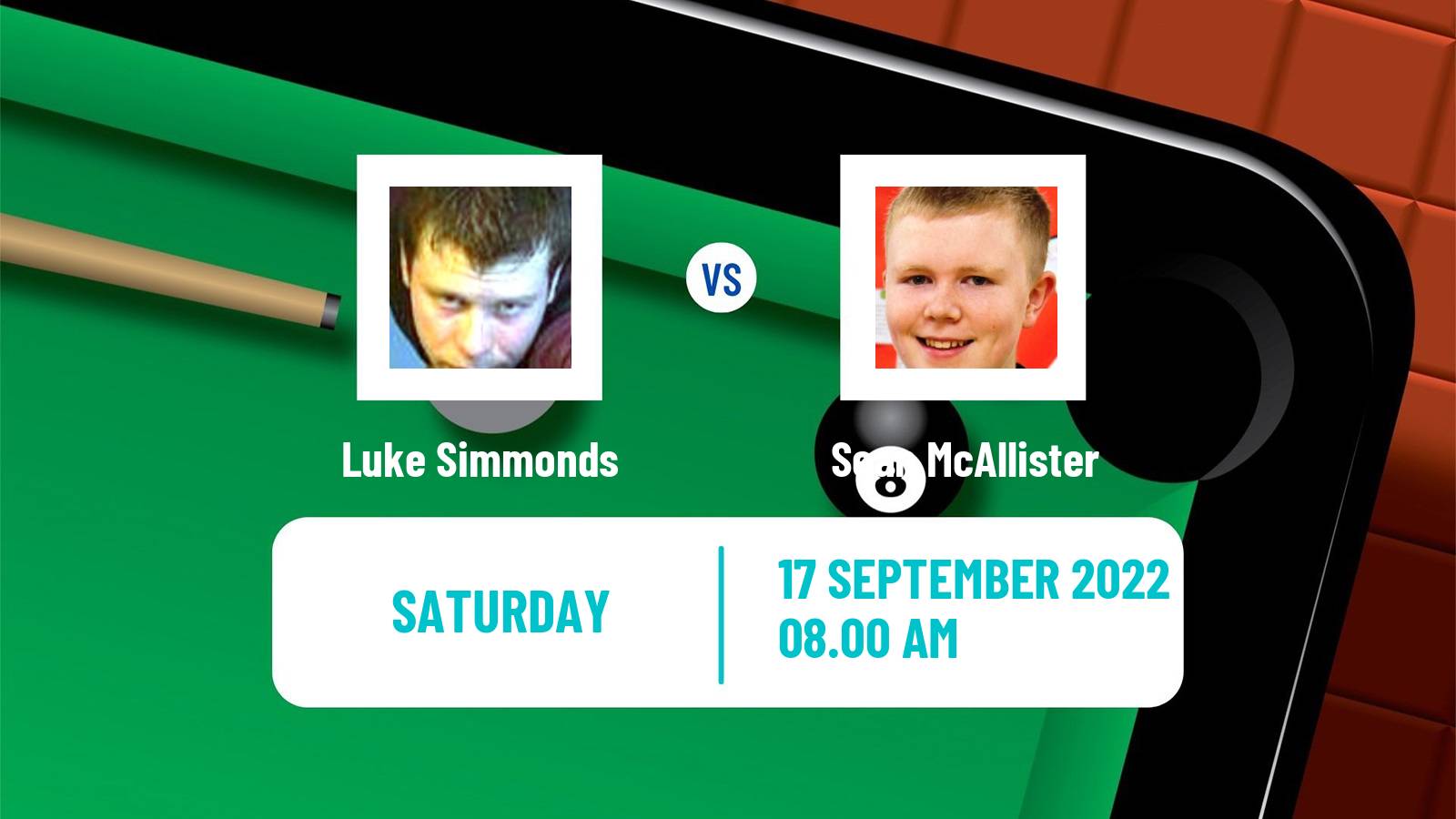 Snooker Snooker Luke Simmonds - Sean McAllister