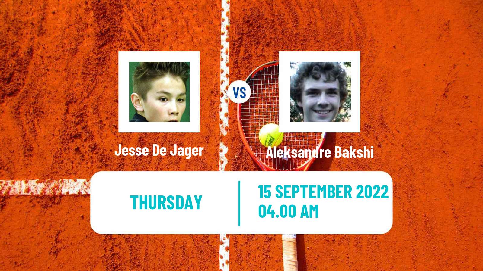Tennis ITF Tournaments Jesse De Jager - Aleksandre Bakshi