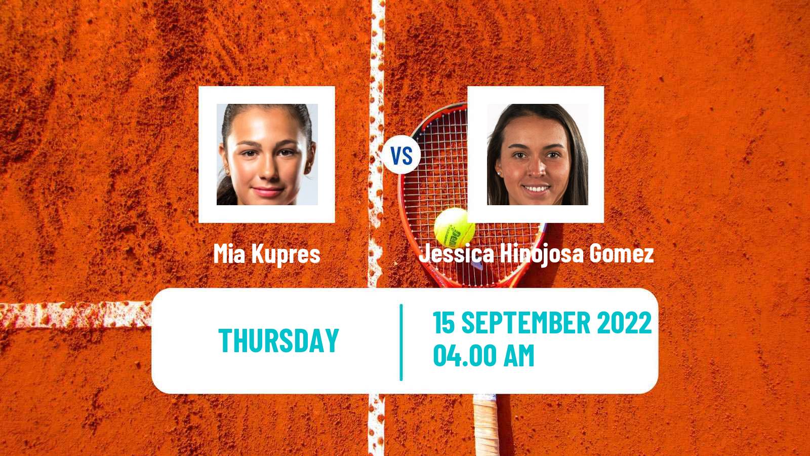 Tennis ITF Tournaments Mia Kupres - Jessica Hinojosa Gomez