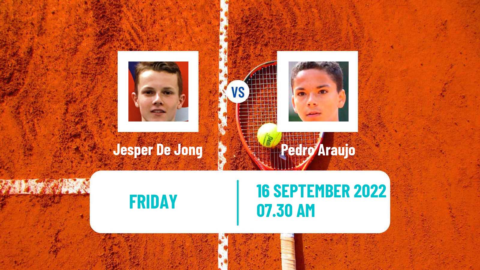 Tennis ITF Tournaments Jesper De Jong - Pedro Araujo