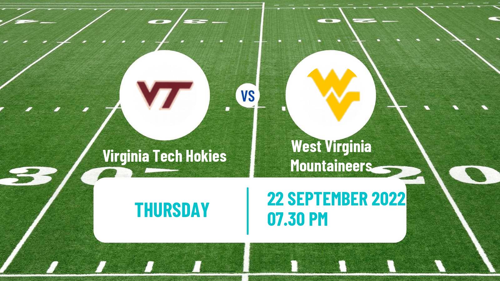 American football NCAA College Football Virginia Tech Hokies - West Virginia Mountaineers