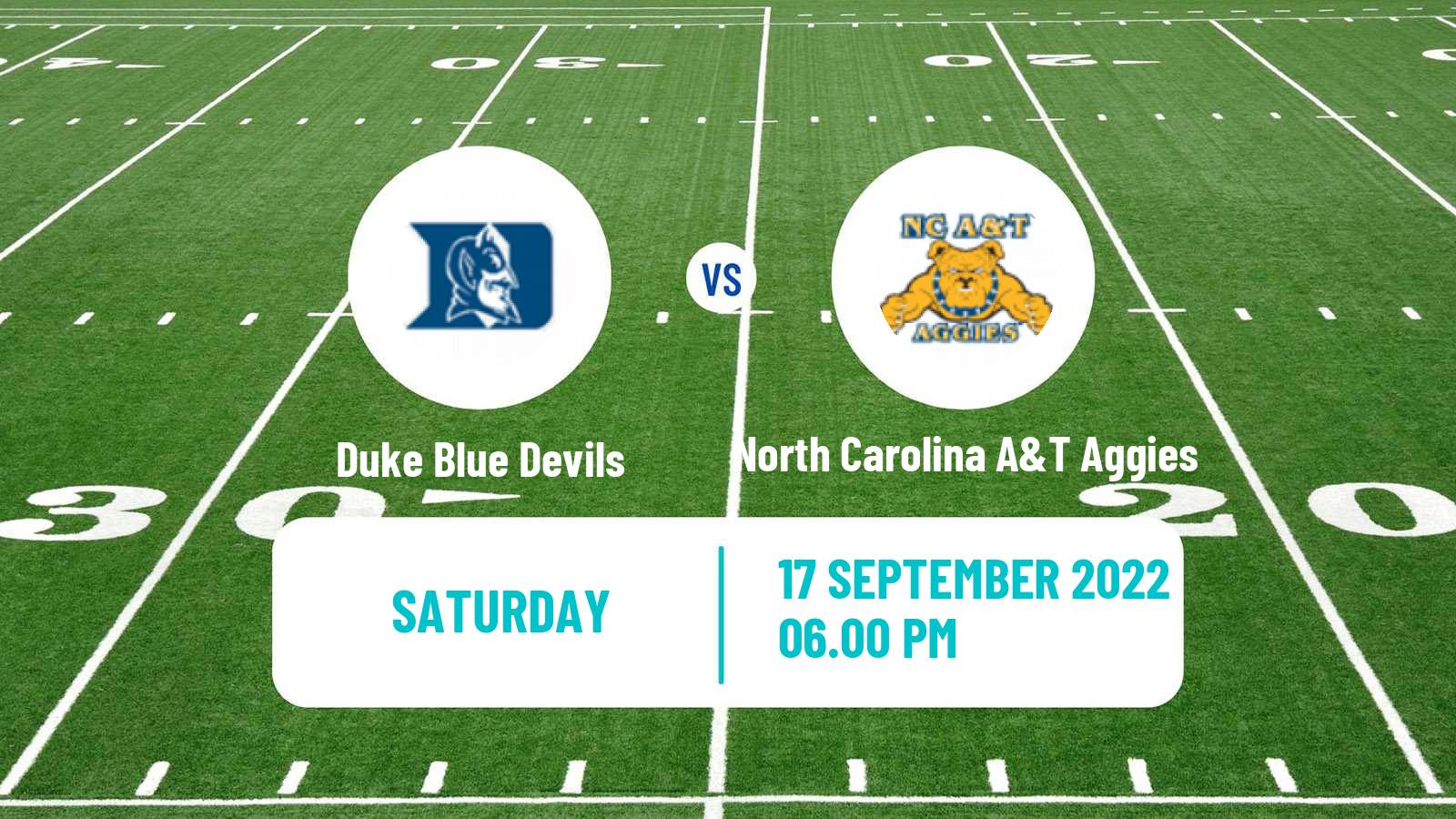 American football NCAA College Football Duke Blue Devils - North Carolina A&T Aggies