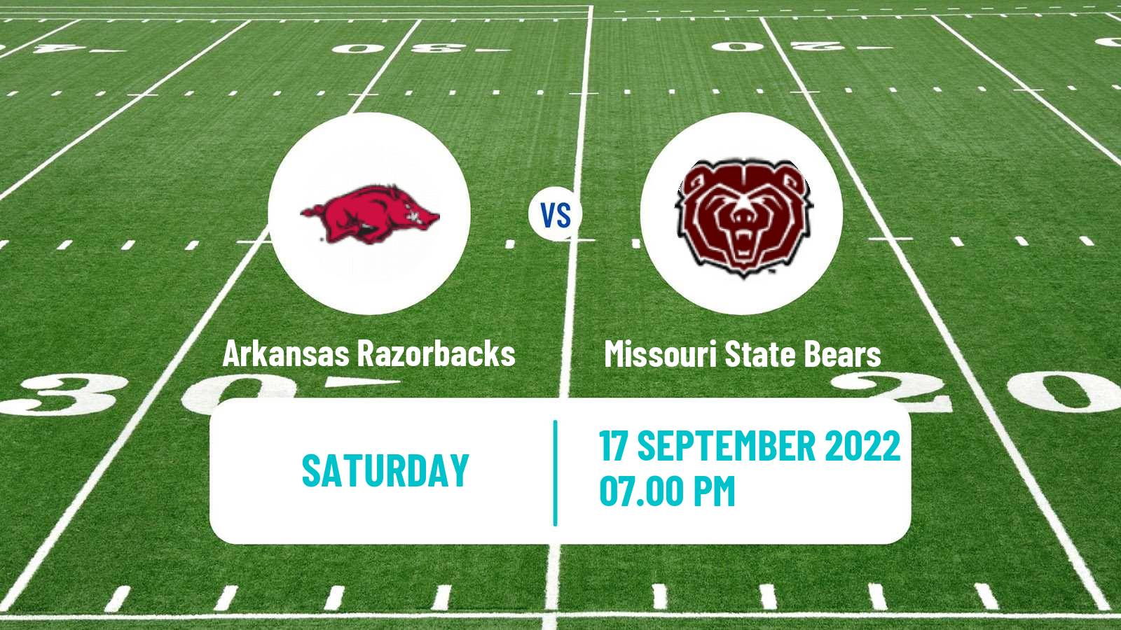 American football NCAA College Football Arkansas Razorbacks - Missouri State Bears